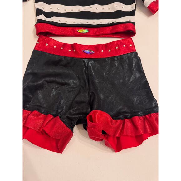 Semi-Custom French Girl Costume Dance Size MC Stones Added Red/Black/White - Picture 2 of 6